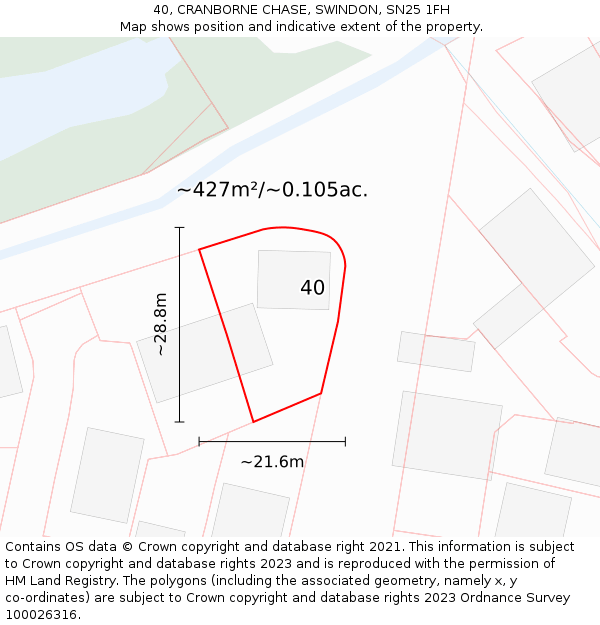 40, CRANBORNE CHASE, SWINDON, SN25 1FH: Plot and title map