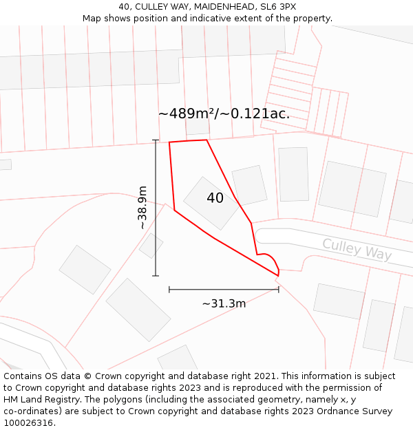 40, CULLEY WAY, MAIDENHEAD, SL6 3PX: Plot and title map