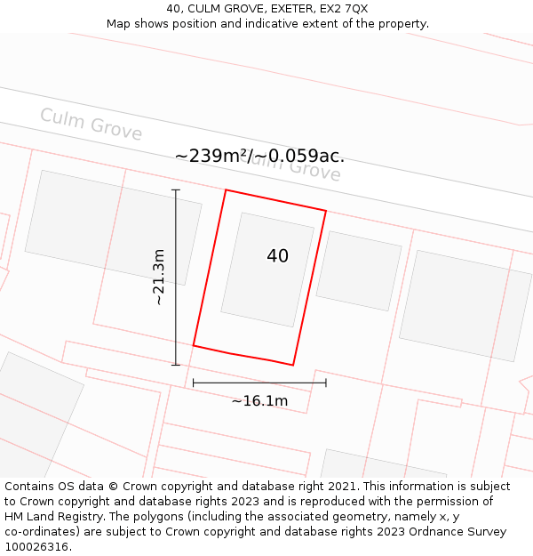 40, CULM GROVE, EXETER, EX2 7QX: Plot and title map