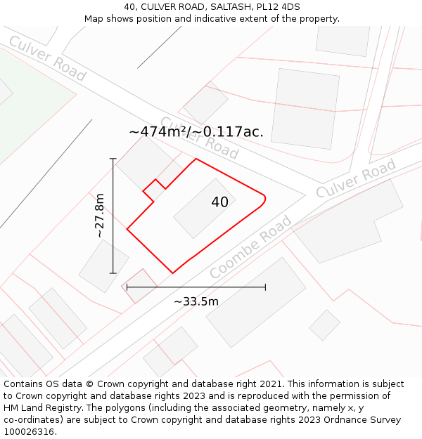 40, CULVER ROAD, SALTASH, PL12 4DS: Plot and title map