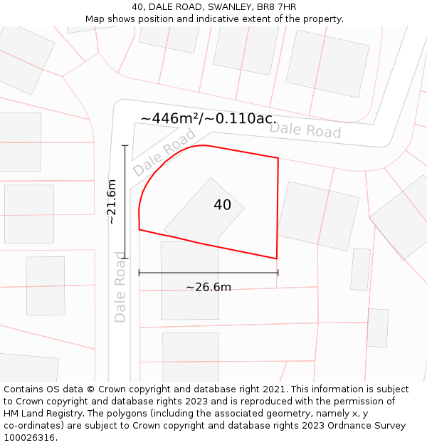 40, DALE ROAD, SWANLEY, BR8 7HR: Plot and title map