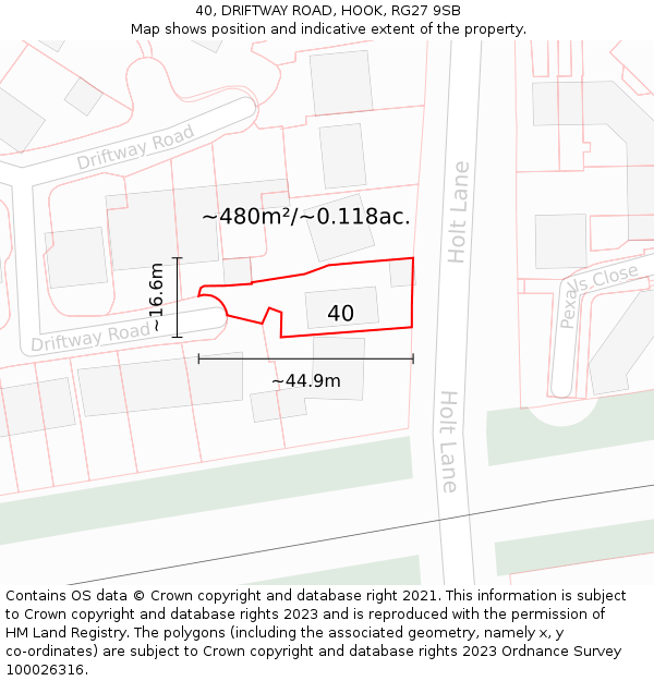 40, DRIFTWAY ROAD, HOOK, RG27 9SB: Plot and title map