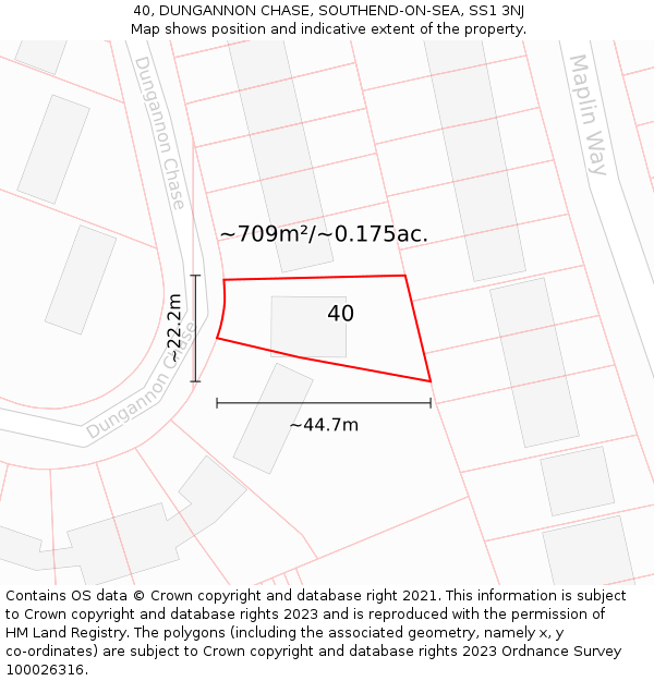 40, DUNGANNON CHASE, SOUTHEND-ON-SEA, SS1 3NJ: Plot and title map