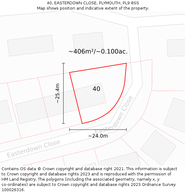 40, EASTERDOWN CLOSE, PLYMOUTH, PL9 8SS: Plot and title map