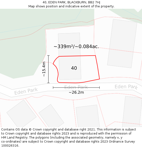 40, EDEN PARK, BLACKBURN, BB2 7HJ: Plot and title map