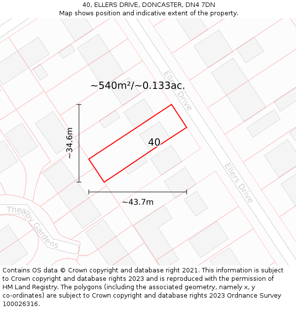 40, ELLERS DRIVE, DONCASTER, DN4 7DN: Plot and title map