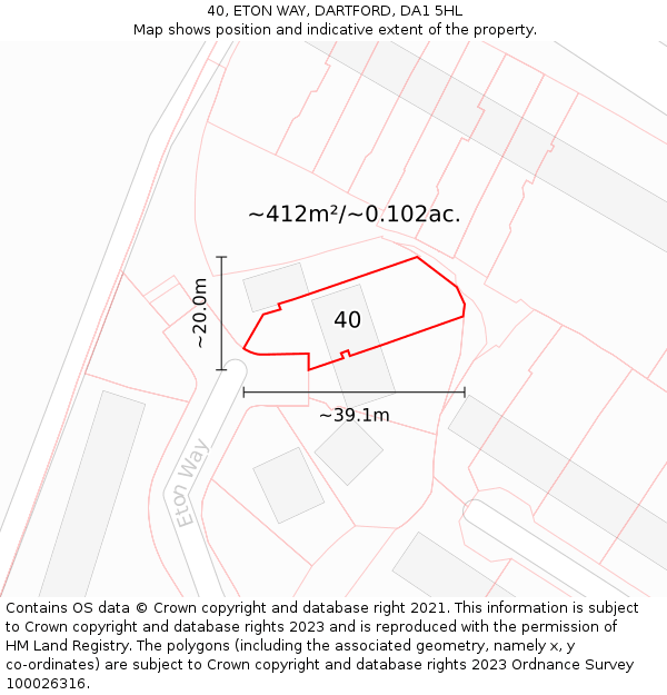 40, ETON WAY, DARTFORD, DA1 5HL: Plot and title map