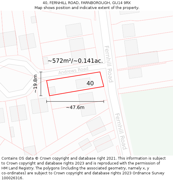 40, FERNHILL ROAD, FARNBOROUGH, GU14 9RX: Plot and title map