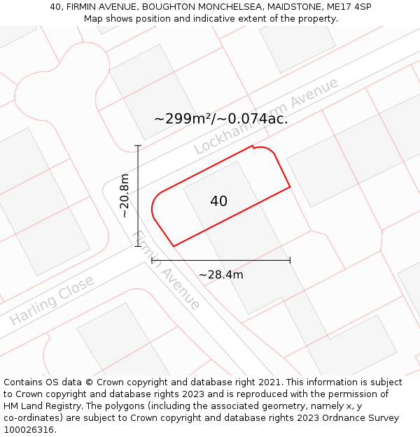 40, FIRMIN AVENUE, BOUGHTON MONCHELSEA, MAIDSTONE, ME17 4SP: Plot and title map