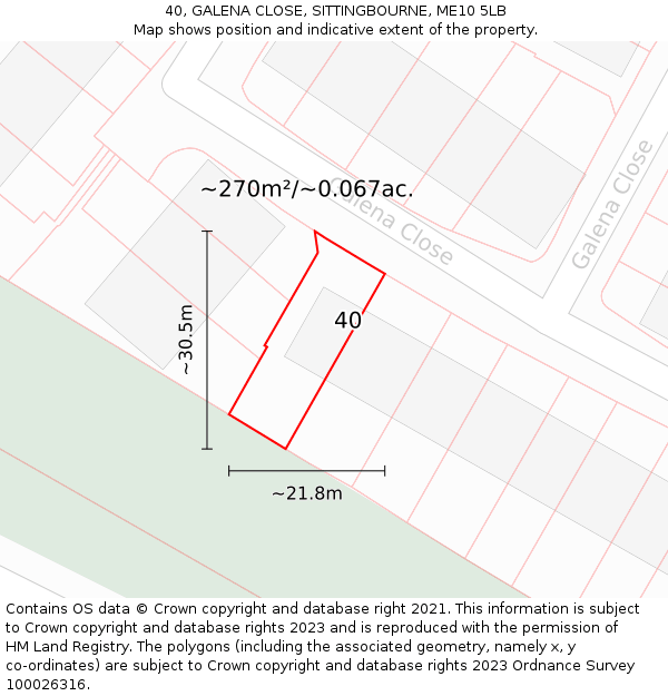 40, GALENA CLOSE, SITTINGBOURNE, ME10 5LB: Plot and title map