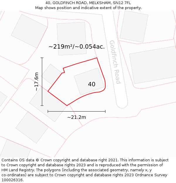 40, GOLDFINCH ROAD, MELKSHAM, SN12 7FL: Plot and title map