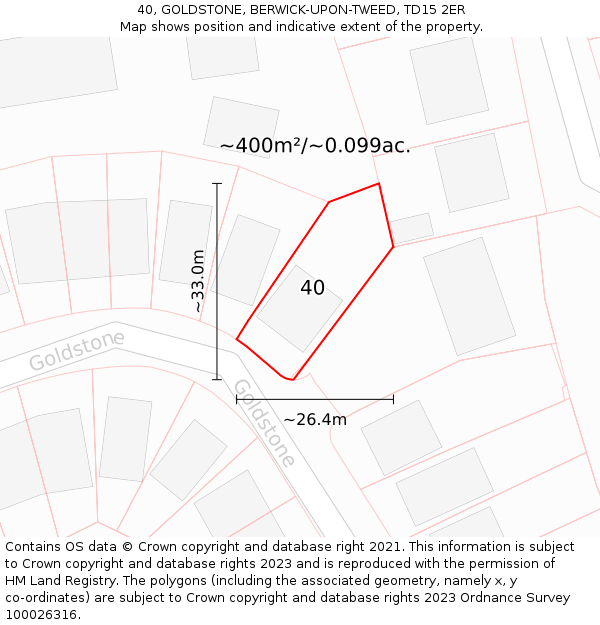 40, GOLDSTONE, BERWICK-UPON-TWEED, TD15 2ER: Plot and title map