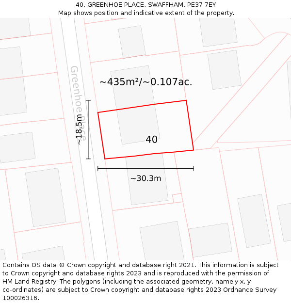 40, GREENHOE PLACE, SWAFFHAM, PE37 7EY: Plot and title map