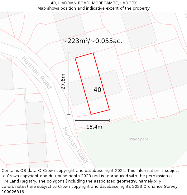 40, HADRIAN ROAD, MORECAMBE, LA3 3BX: Plot and title map