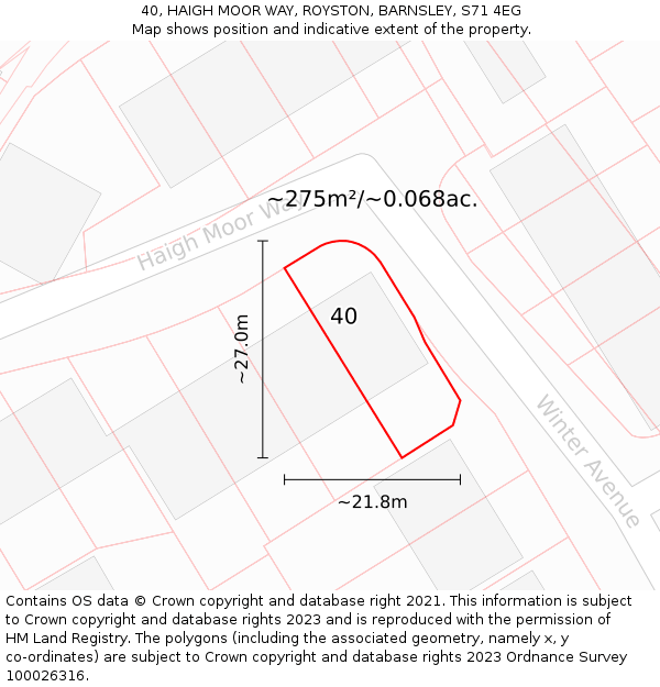 40, HAIGH MOOR WAY, ROYSTON, BARNSLEY, S71 4EG: Plot and title map