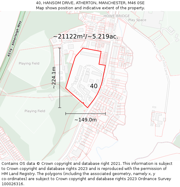 40, HANSOM DRIVE, ATHERTON, MANCHESTER, M46 0SE: Plot and title map