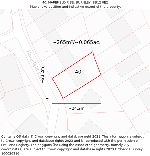 40, HAREFIELD RISE, BURNLEY, BB12 0EZ: Plot and title map