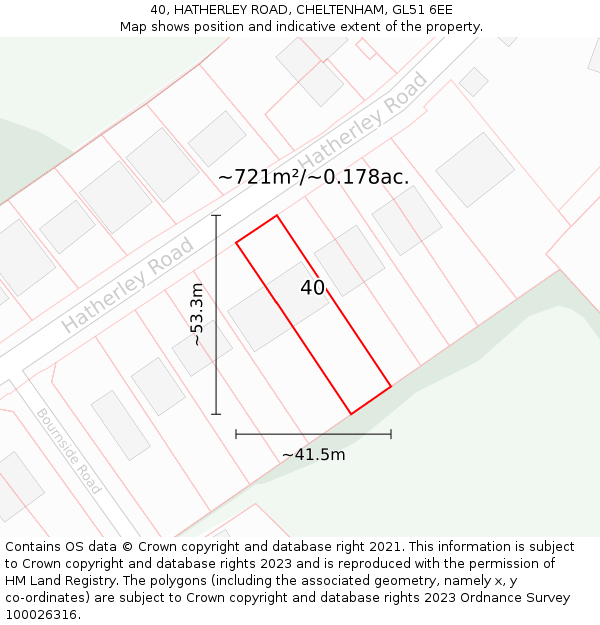 40, HATHERLEY ROAD, CHELTENHAM, GL51 6EE: Plot and title map