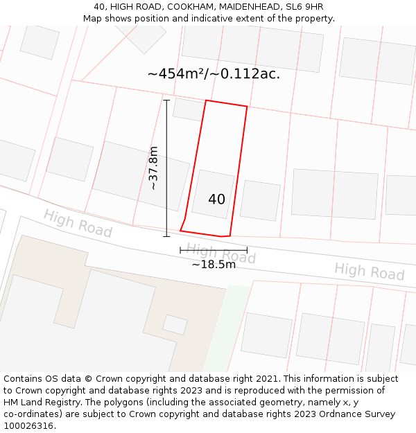 40, HIGH ROAD, COOKHAM, MAIDENHEAD, SL6 9HR: Plot and title map