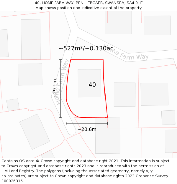 40, HOME FARM WAY, PENLLERGAER, SWANSEA, SA4 9HF: Plot and title map