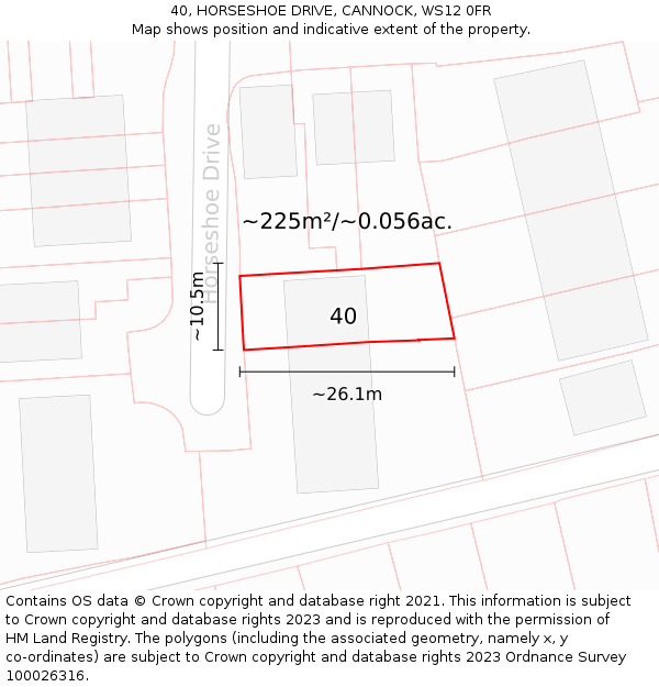 40, HORSESHOE DRIVE, CANNOCK, WS12 0FR: Plot and title map