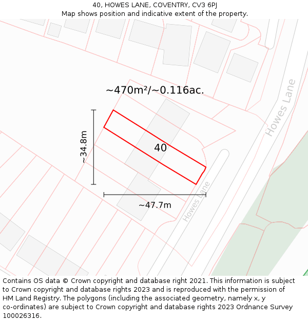 40, HOWES LANE, COVENTRY, CV3 6PJ: Plot and title map