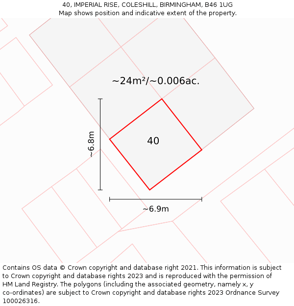 40, IMPERIAL RISE, COLESHILL, BIRMINGHAM, B46 1UG: Plot and title map