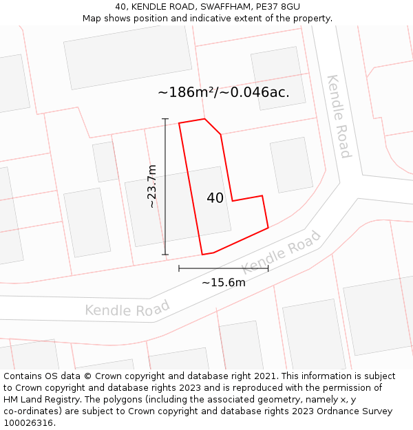 40, KENDLE ROAD, SWAFFHAM, PE37 8GU: Plot and title map