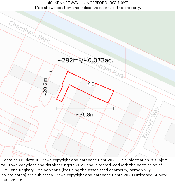 40, KENNET WAY, HUNGERFORD, RG17 0YZ: Plot and title map