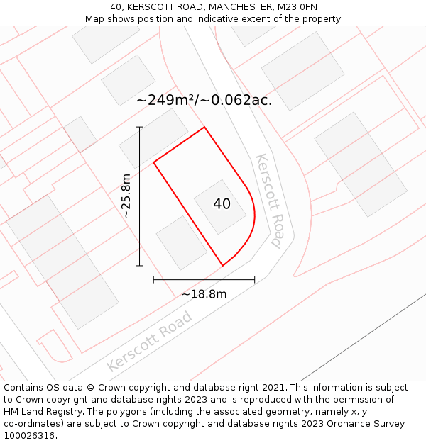 40, KERSCOTT ROAD, MANCHESTER, M23 0FN: Plot and title map