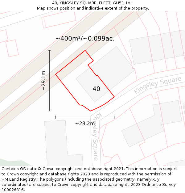 40, KINGSLEY SQUARE, FLEET, GU51 1AH: Plot and title map