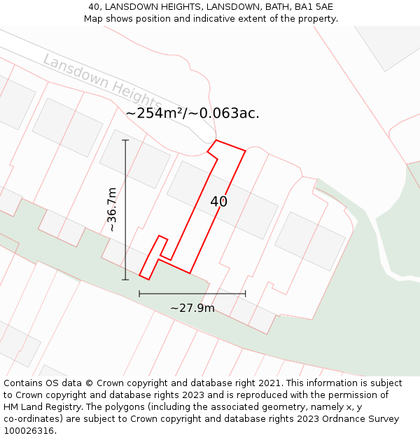 40, LANSDOWN HEIGHTS, LANSDOWN, BATH, BA1 5AE: Plot and title map