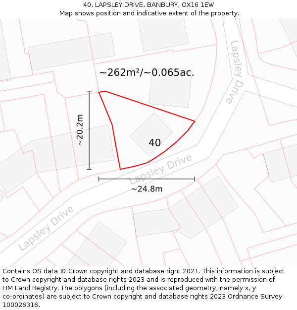 40, LAPSLEY DRIVE, BANBURY, OX16 1EW: Plot and title map