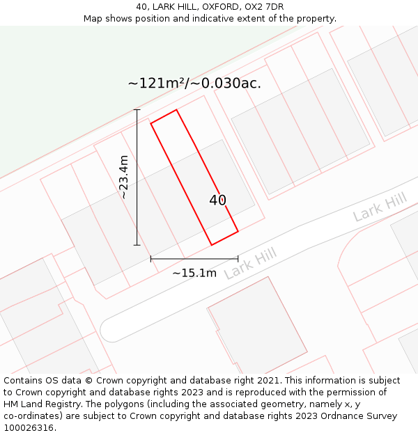 40, LARK HILL, OXFORD, OX2 7DR: Plot and title map