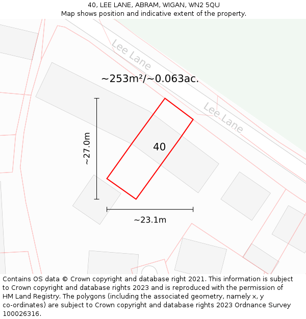 40, LEE LANE, ABRAM, WIGAN, WN2 5QU: Plot and title map