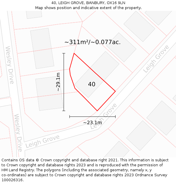 40, LEIGH GROVE, BANBURY, OX16 9LN: Plot and title map