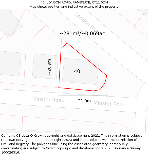 40, LONDON ROAD, RAMSGATE, CT11 0DN: Plot and title map