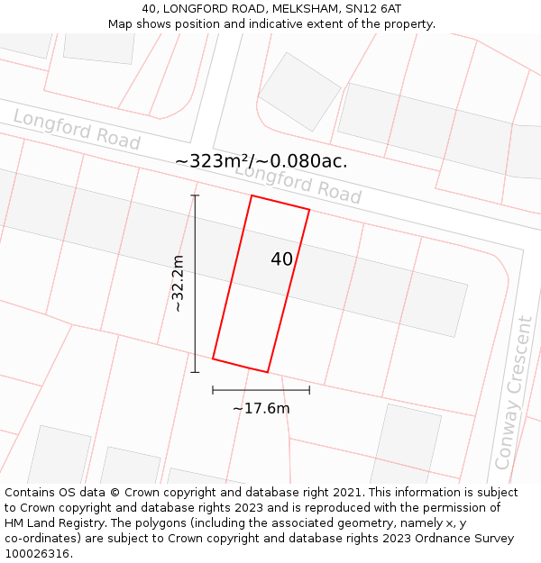 40, LONGFORD ROAD, MELKSHAM, SN12 6AT: Plot and title map