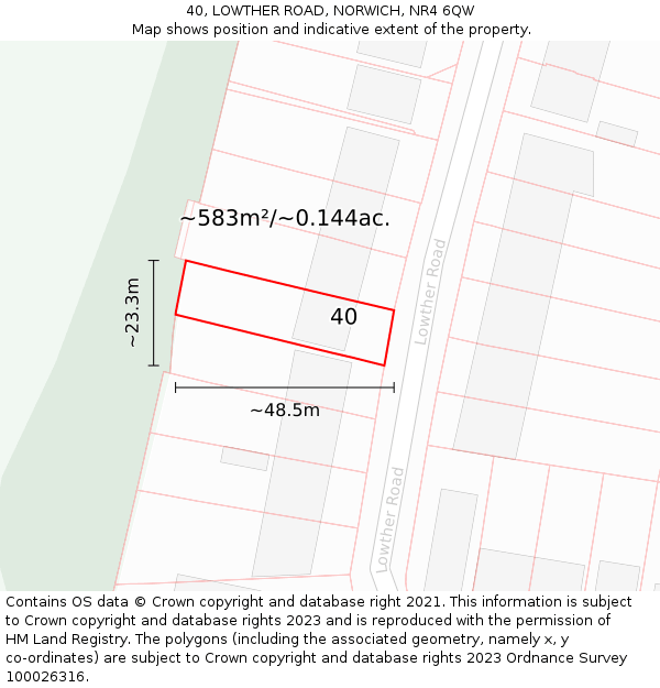 40, LOWTHER ROAD, NORWICH, NR4 6QW: Plot and title map