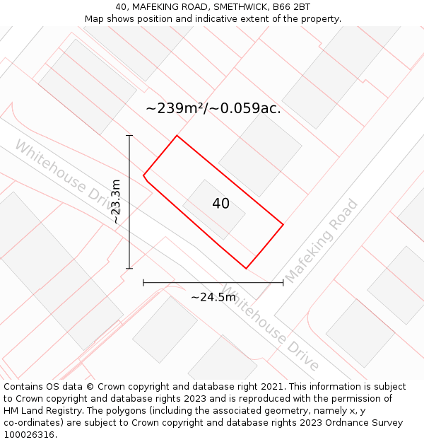 40, MAFEKING ROAD, SMETHWICK, B66 2BT: Plot and title map