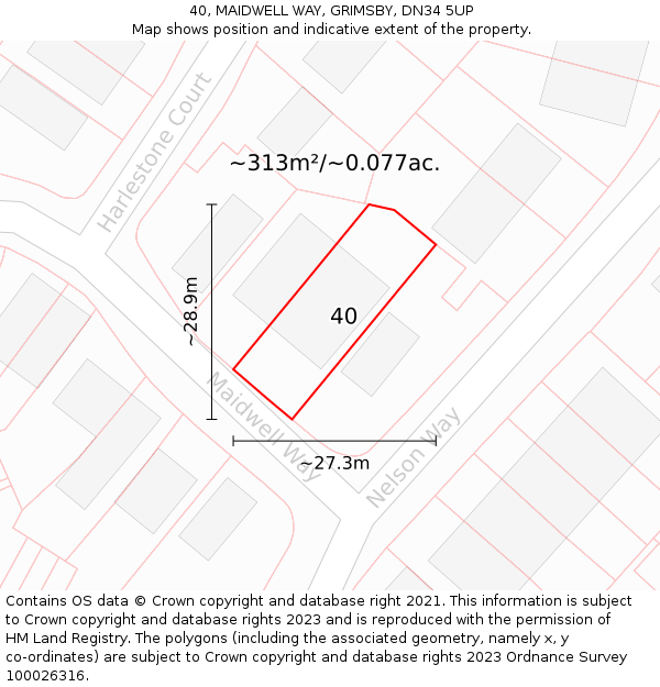 40, MAIDWELL WAY, GRIMSBY, DN34 5UP: Plot and title map