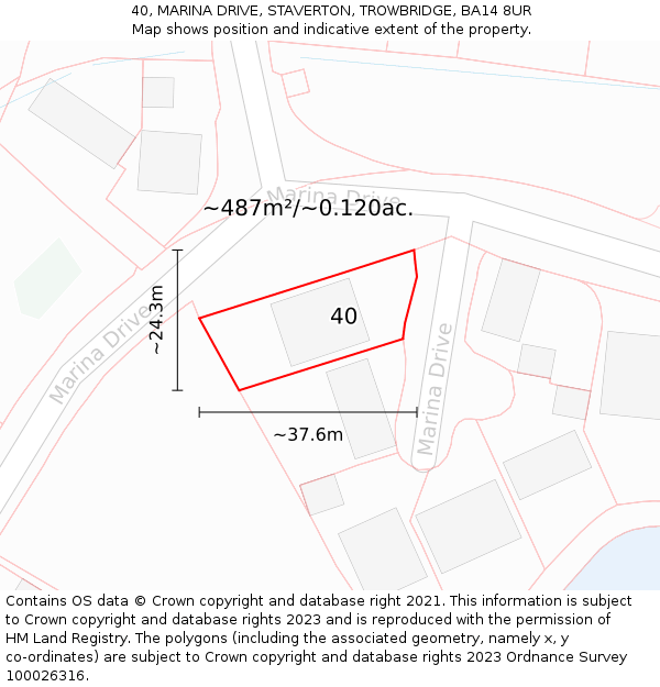 40, MARINA DRIVE, STAVERTON, TROWBRIDGE, BA14 8UR: Plot and title map