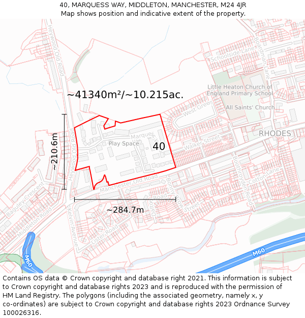 40, MARQUESS WAY, MIDDLETON, MANCHESTER, M24 4JR: Plot and title map