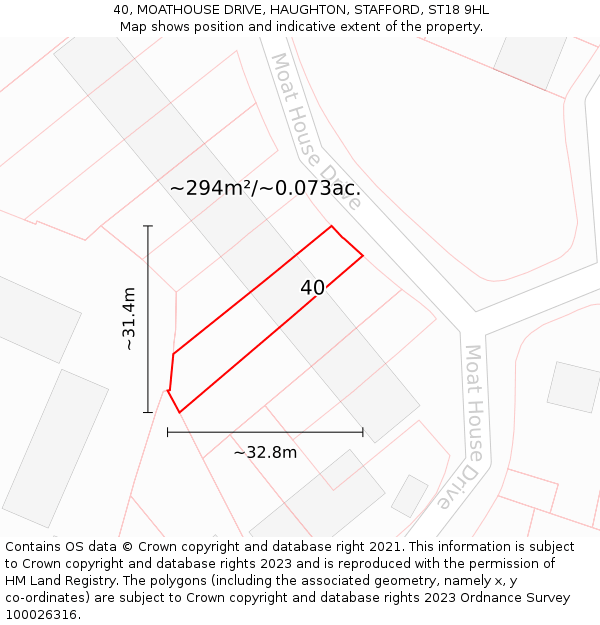 40, MOATHOUSE DRIVE, HAUGHTON, STAFFORD, ST18 9HL: Plot and title map