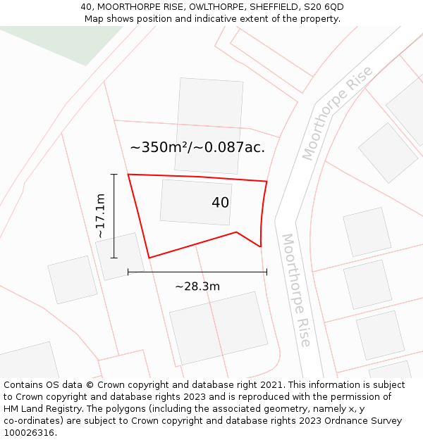 40, MOORTHORPE RISE, OWLTHORPE, SHEFFIELD, S20 6QD: Plot and title map