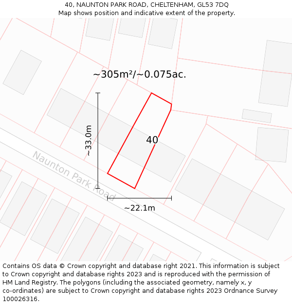 40, NAUNTON PARK ROAD, CHELTENHAM, GL53 7DQ: Plot and title map