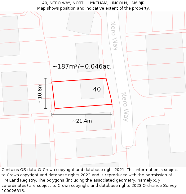 40, NERO WAY, NORTH HYKEHAM, LINCOLN, LN6 8JP: Plot and title map