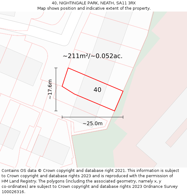 40, NIGHTINGALE PARK, NEATH, SA11 3RX: Plot and title map