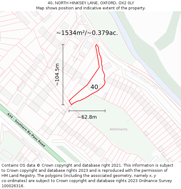 40, NORTH HINKSEY LANE, OXFORD, OX2 0LY: Plot and title map