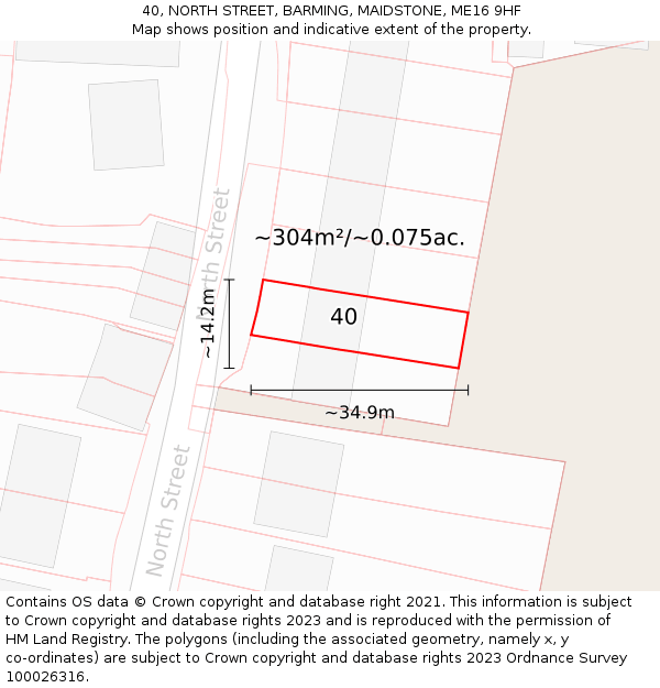 40, NORTH STREET, BARMING, MAIDSTONE, ME16 9HF: Plot and title map